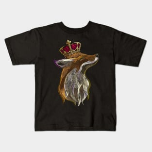 fox crown embroider Kids T-Shirt